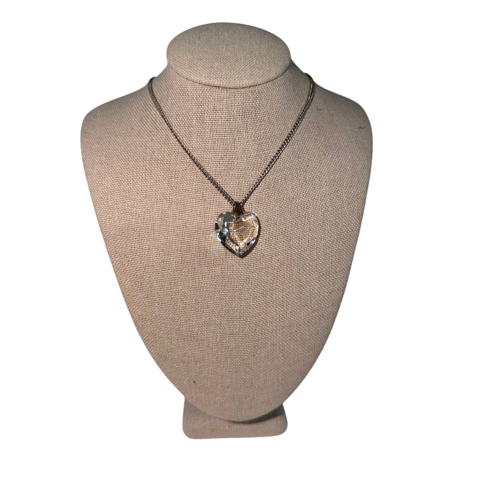 Speidel Sterling Silver Chain with Faceted‎ Crystal Heart Pendant Necklace